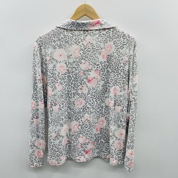 Flora by Flora Nikrooz Womens Medium Tammy Floral Notch Collar Pajama Top 609 - Picture 3 of 6